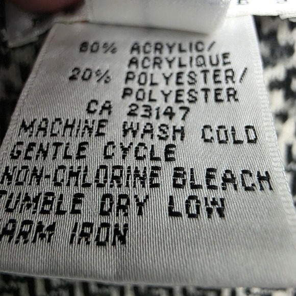 VTG Y2K Talbots Petites Black & White Geometric Pattern 1/4 Zip Pullover Top‎ S - Picture 3 of 7